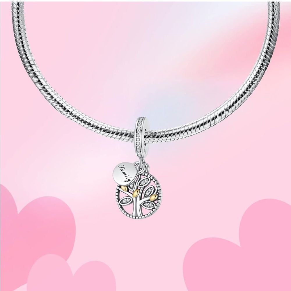 925 Sterling Silver Family Charm | Family Tree | Pandora Bracelet Fit - Picture 2 of 5